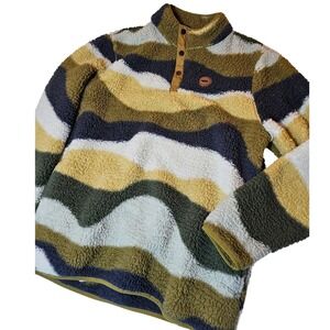 Nebraska Logo Home Free Mens XL Sherpa Fleece Pullover Wavy Stripe Mock Neck